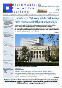 Canada: con l`Italia una solida partnership nella ricerca scientifica e