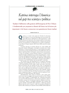 Katrina interroga l`America sul gap tra scienza e politica