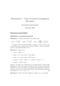 Matematica 1 - Corso di Laurea in Ingegneria Meccanica