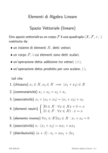 Elementi di Algebra Lineare Spazio Vettoriale (lineare)