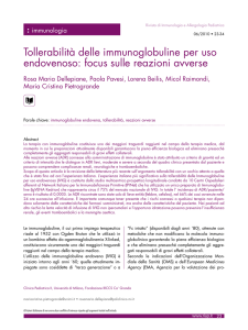 Tollerabilità delle immunoglobuline per uso endovenoso