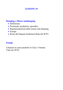 LEZIONE 19: Dumping e Misure antidumping • Definizione