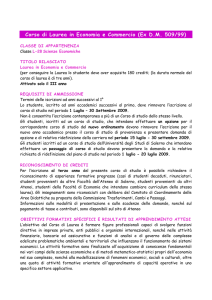 Corso di Laurea in Economia e Commercio (Ex DM 509/99)