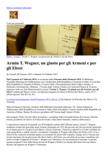 Armin T. Wegner, un giusto per gli Armeni e per gli Ebrei