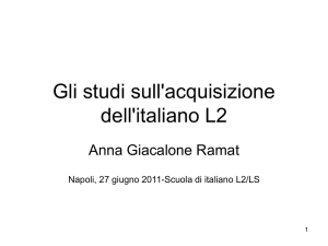 Gli studi sull`acquisizione dell`italiano L2