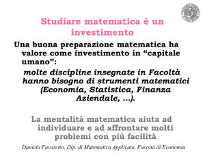 Studiare matematica è un investimento (Modelli e algoritmi)