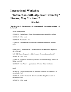 "Interactions with Algebraic Geometry" Firenze, May 31
