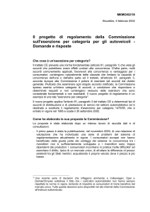 Il progetto di regolamento della Commissione sull`esenzione per