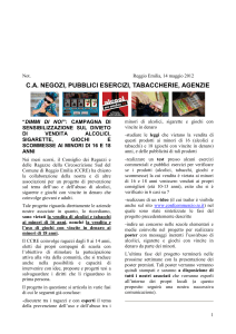 Not 22/2012 - Divieto vendita alcolici, sigarette, giochi e scommesse