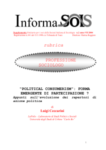 “political consumerism”: forma emergente di partecipazione