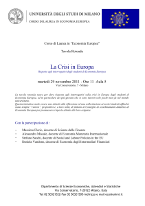 Crisi in Europa - Scienze Politiche, Economiche e Sociali