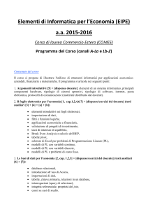 Elementi di Informatica per l`Economia (EIPE) a.a. 2015
