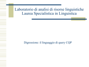 Laboratorio di analisi di risorse linguistiche Laurea Specialistica in