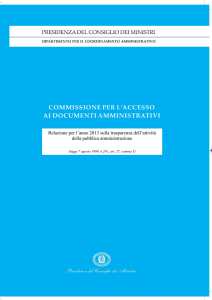 Relazione per l`anno 2013 sulla trasparenza dell`attività della