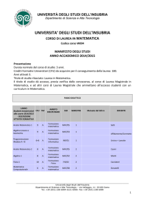 Manifesto degli studi - Università degli Studi dell`Insubria