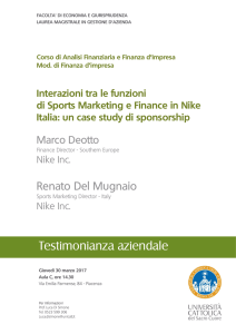Interazioni tra le funzioni di Sports Marketing e Finance in Nike Italia