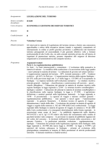 Legislazione del turismo - Università degli Studi di Cagliari