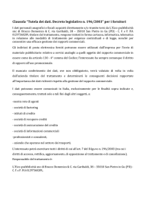 Clausola “Tutela dei dati. Decreto legislativo n. 196/2003” per i fornitori
