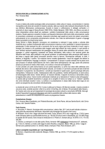 SOCIOLOGIA DELLA COMUNICAZIONE (6 CFU) Prof. Vincenzo