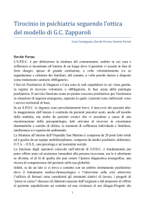 Tirocinio in psichiatria seguendo l`ottica del modello di G.C. Zapparoli