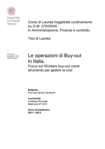 Le operazioni di Buy-out in Italia.