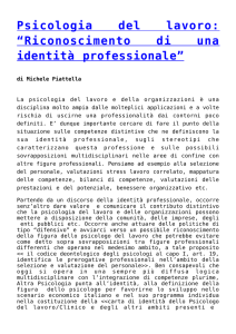 Psicologia del lavoro: “Riconoscimento di una identità professionale”