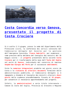 Costa Concordia verso Genova, presentato il