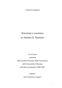 Emozioni e coscienza in Antonio G. Damasio