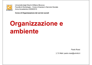 Organizzazione e ambiente - Dipartimento di Sociologia e