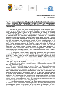 Comune di NOLA Comunicato stampa no.122/13 del 21 ottobre