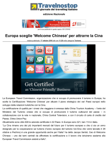 Europa sceglie `Welcome Chinese` per attrarre la Cina