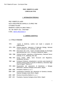 Prof. Roberto Di Lauro – Curriculum Vitae PROF. ROBERTO DI