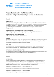 Topics Guidelines for the Admission Test Bachelor in Agricultural