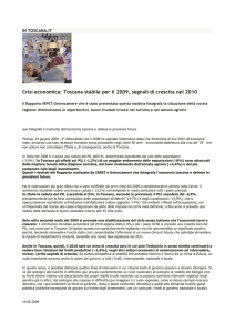 Crisi economica: Toscana stabile per il 2009, segnali di