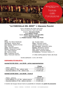 "LA FANCIULLA DEL WEST" di Giacomo Puccini