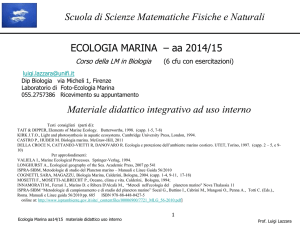 ECOLOGIA MARINA – aa 2014/15 Scuola di Scienze Matematiche