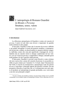 L`antropologia di Romano Guardini in Mondo e Persona: Struttura
