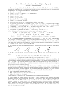 Corso di Algebra (I gruppo) Esercizi — Relazioni binarie 1