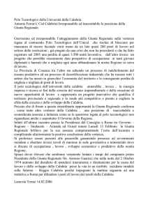 Polo Tecnologico della Università della Calabria. Antonio Ferrari
