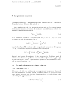 2. Integrazione numerica 2.1 Formule di quadratura interpolatorie