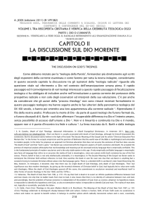 CAPITOLO II LA DISCUSSIONE SUL DIO MORENTE