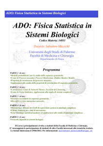 ADO: Fisica Statistica in Sistemi Biologici