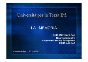 La memoria - definizione - UTE Nuceria Università delle tre Età
