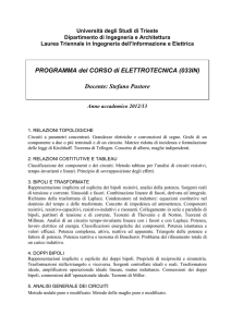 Elettrotecnica 033IN a.a. 2012/13 - Università degli Studi di Trieste