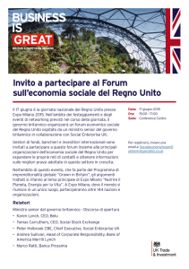 Invito a partecipare al Forum sull`economia sociale del Regno Unito