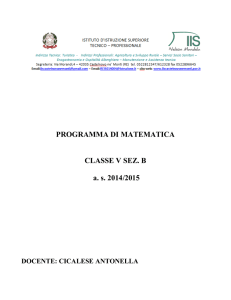 PROGRAMMA DI MATEMATICA CLASSE V SEZ. B a. s. 2014/2015