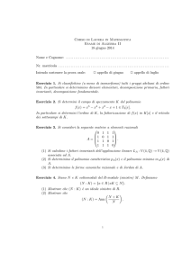 Corso di Laurea in Matematica Esame di Algebra II 18 giugno 2014