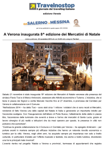 A Verona inaugurata 8^ edizione dei Mercatini di