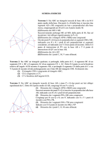 SCHEDA ESERCIZI Teorema 1: Sia ABC un triangolo isoscele di