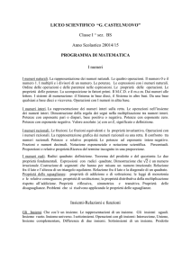 Programma 1BS - Liceo Scientifico Guido Castelnuovo